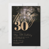 Disco bal zwart en goud 30e verjaardagsfeest kaart (Voorkant)