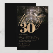 Disco bal zwart en goud 30e verjaardagsfeest kaart (Voorkant / Achterkant)
