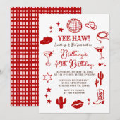 Disco Ball 21st Western Birthday Red Cowgirl  Kaart (Voorkant / Achterkant)