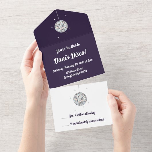 Disco Ball All In One Uitnodiging (Afscheurbaar)