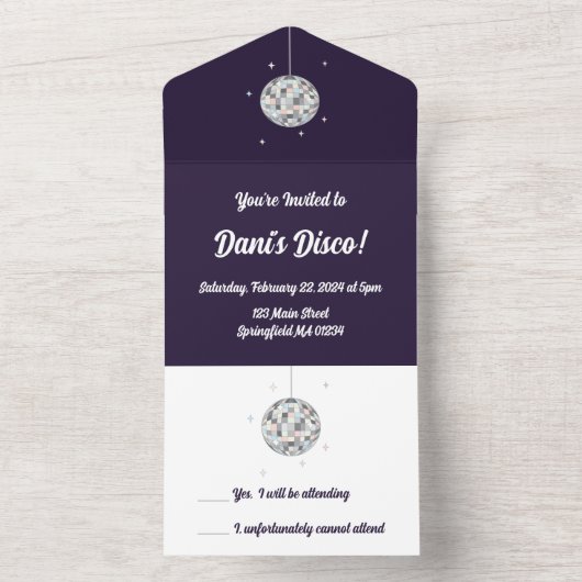 Disco Ball All In One Uitnodiging (Binnen)