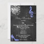 Disco Ball and Heels Zwart & Blauw 50ste verjaarda Kaart (Achterkant)