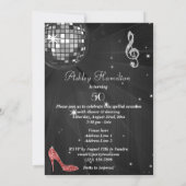 Disco Ball and Heels Zwart & Zilver 50e Verjaardag Kaart (Achterkant)