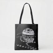 Disco ball b&w foto omgekeerde zwarte canvas tas (Voorkant)