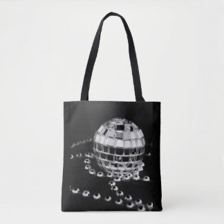 Disco ball b&w foto omgekeerde zwarte canvas tas