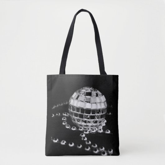 Disco ball b&w foto omgekeerde zwarte canvas tas (Voorkant)