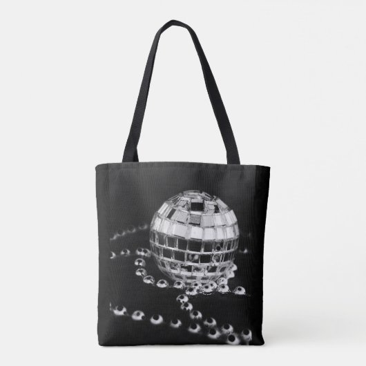 Disco ball b&w foto omgekeerde zwarte canvas tas (Achterkant)