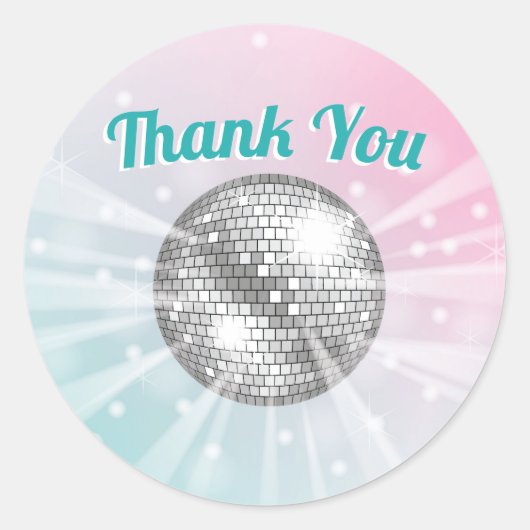 Disco Ball Baby shower Groovy Bedankt Ronde Sticker (Voorkant)