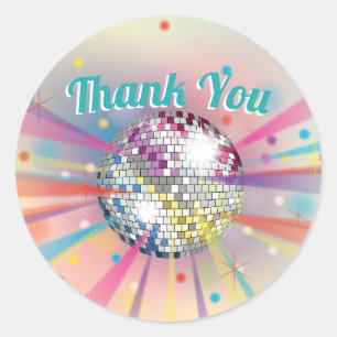 Disco Ball Baby shower Groovy Bedankt Ronde Sticker