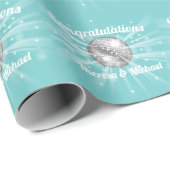 Disco Ball Baby shower Groovy Blue Boy Cadeaupapier (Rol Hoek)