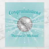 Disco Ball Baby shower Groovy Blue Boy gunst Wijn Etiket (Enkel label)