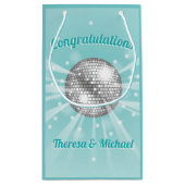 Disco Ball Baby shower Groovy Blue Boy Klein Cadeauzakje (Achterkant)