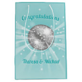 Disco Ball Baby shower Groovy Blue Boy Medium Cadeauzakje (Voorkant)