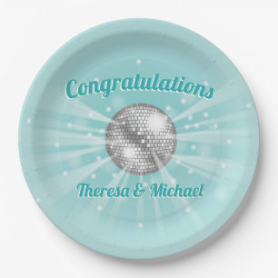 Disco Ball Baby shower Groovy Blue Boy Papieren Bordje