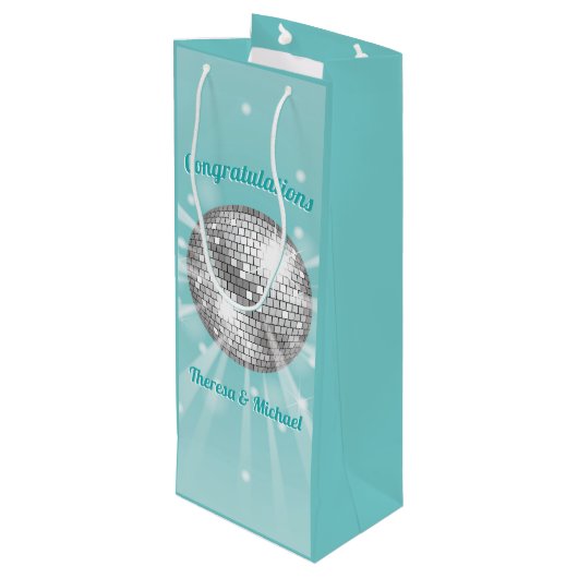 Disco Ball Baby shower Groovy Blue Boy Wijn Cadeautas (Achterkant Gekanteld)