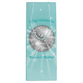 Disco Ball Baby shower Groovy Blue Boy Wijn Cadeautas (Achterkant)