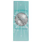 Disco Ball Baby shower Groovy Blue Boy Wijn Cadeautas (Voorkant)