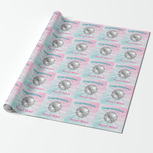 Disco Ball Baby shower Groovy Cadeaupapier (Uitgerold)