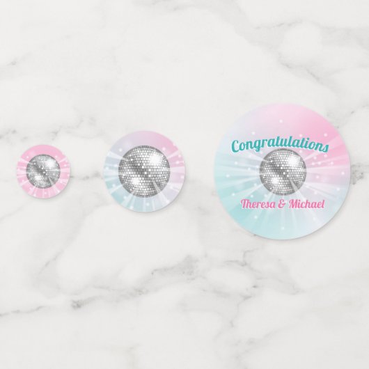 Disco Ball Baby shower Groovy Confetti (Achterkanten)