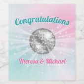 Disco Ball Baby shower Groovy gunst Wijn Etiket (Enkel label)