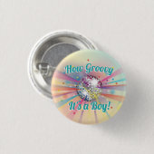 Disco Ball Baby shower Groovy Het is een jongen Ronde Button 3,2 Cm (Voorkant /achterkant)