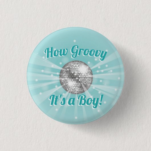 Disco Ball Baby shower Groovy Het is een jongen Ronde Button 3,2 Cm (Voorkant)
