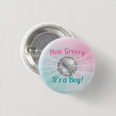 Disco Ball Baby shower Groovy Het is een jongen Ronde Button 3,2 Cm (Voorkant /achterkant)