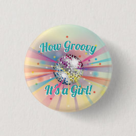 Disco Ball Baby shower Groovy Het is een meisje Ronde Button 3,2 Cm