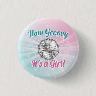 Disco Ball Baby shower Groovy Het is een meisje Ronde Button 3,2 Cm