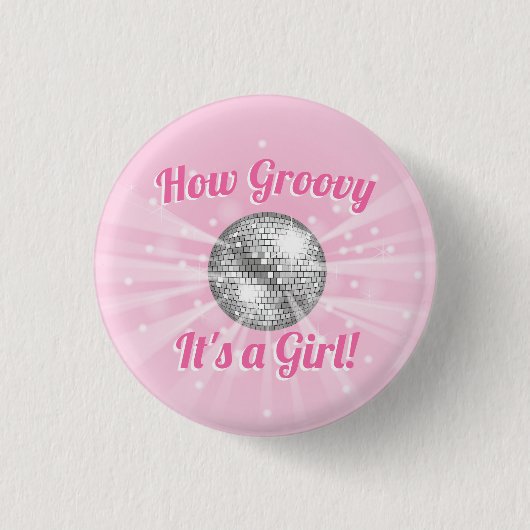Disco Ball Baby shower Groovy Het is een meisje Ronde Button 3,2 Cm (Voorkant)