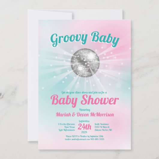 Disco Ball Baby shower Groovy Kaart (Voorkant)