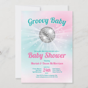 Disco Ball Baby shower Groovy Kaart
