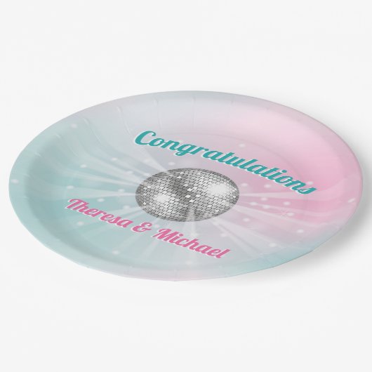 Disco Ball Baby shower Groovy Papieren Bordje (Gekanteld)