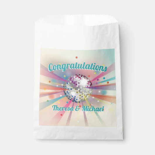 Disco Ball Baby shower Groovy Pastel Rainbow Bedankzakje (Voorkant)