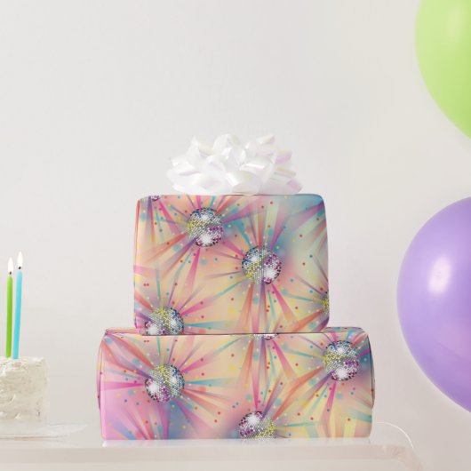 Disco Ball Baby shower Groovy Pastel Rainbow Cadeaupapier (Feestgeschenken)