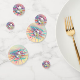 Disco Ball Baby shower Groovy Pastel Rainbow Confetti