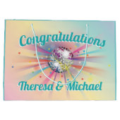 Disco Ball Baby shower Groovy Pastel Rainbow Groot Cadeauzakje (Achterkant)