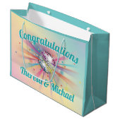 Disco Ball Baby shower Groovy Pastel Rainbow Groot Cadeauzakje (Voorkant Gekanteld)