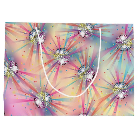 Disco Ball Baby shower Groovy Pastel Rainbow Groot Cadeauzakje (Achterkant)