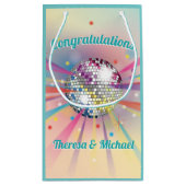 Disco Ball Baby shower Groovy Pastel Rainbow Klein Cadeauzakje (Achterkant)