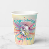 Disco Ball Baby shower Groovy Pastel Rainbow Papieren Bekers (Achterkant)