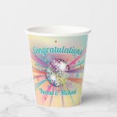 Disco Ball Baby shower Groovy Pastel Rainbow Papieren Bekers (Voorkant)