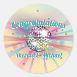 Disco Ball Baby shower Groovy Pastel Rainbow Ronde Sticker