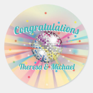 Disco Ball Baby shower Groovy Pastel Rainbow Ronde Sticker