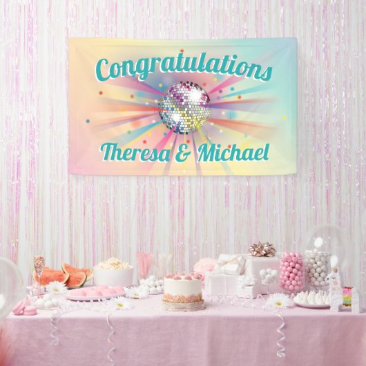 Disco Ball Baby shower Groovy Pastel Rainbow Spandoek (Feest)
