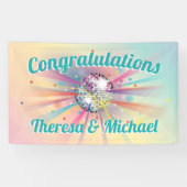 Disco Ball Baby shower Groovy Pastel Rainbow Spandoek (Horizontaal)