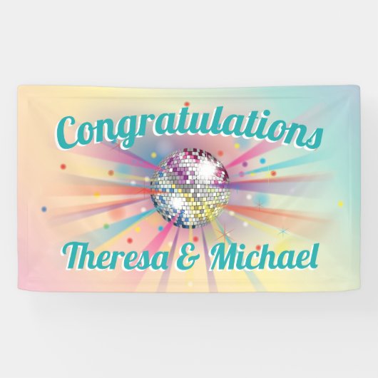 Disco Ball Baby shower Groovy Pastel Rainbow Spandoek (Horizontaal)