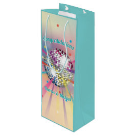 Disco Ball Baby shower Groovy Pastel Rainbow Wijn Cadeautas