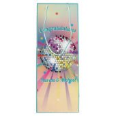 Disco Ball Baby shower Groovy Pastel Rainbow Wijn Cadeautas (Achterkant)