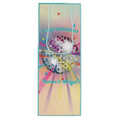 Disco Ball Baby shower Groovy Pastel Rainbow Wijn Cadeautas (Voorkant)